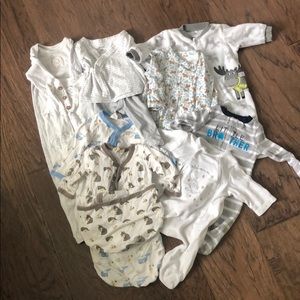 Bundle of newborn baby boy sleepers